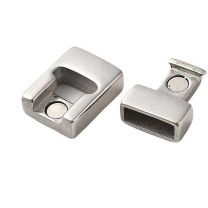 Locking Silver Magnetic Clasps 304 S.S. Glue In Ends (1 Pack) 4x13mm