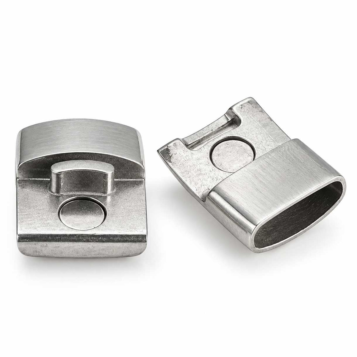 Locking Silver Magnetic Clasps 304 SS Glue In Ends 4x12 mm (2 Pack) 280-