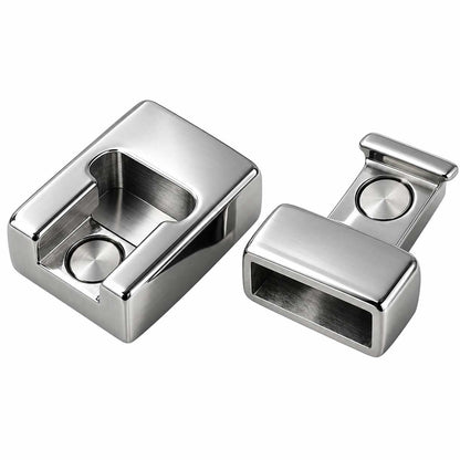 Locking Silver Magnetic Clasps 304 SS Glue In Ends 4x13 mm (1 Pack) 280-