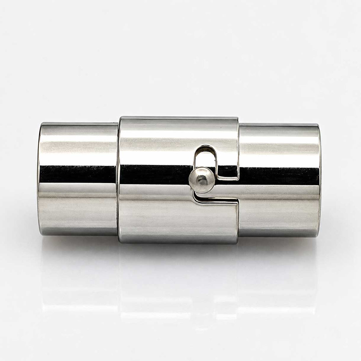 Locking Tube Silver Magnetic Clasp 304 SS Glue In Ends 5 mm