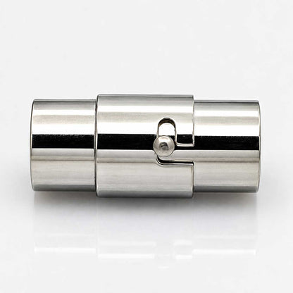 Locking Tube Silver Magnetic Clasp 304 SS Glue In Ends 5 mm