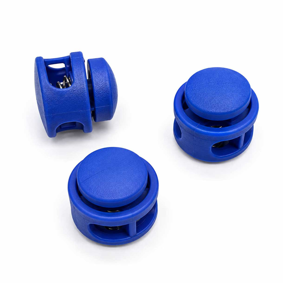 Medium Blue Nylon Round Double Hole Cord Lock/Stop (10 Pack) paracordwholesale