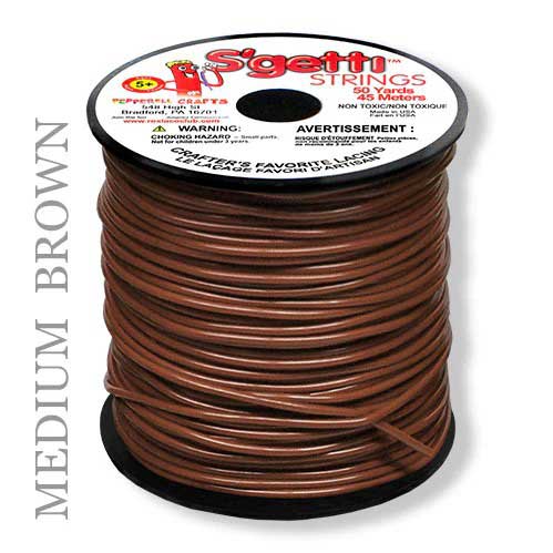Medium Brown S'getti String Round Hollow Plastic Lacing Spool 50yd (45m)
