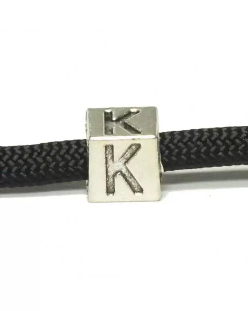Metal Alphabet Letter Cube Bead - K (1 pack)  China