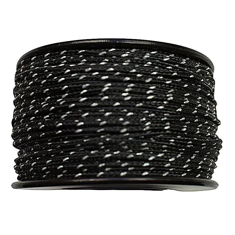 Micro Cord Reflective Black Made in the USA (125 FT.)  167- poly/nylon paracord