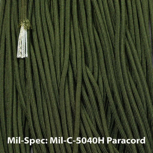Mil Spec Camo Green 550 Paracord Type III MIL-C-5040H Made in the USA  163- nylon/nylon paracord