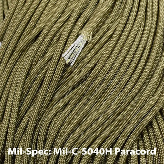 Mil Spec Khaki 550 Paracord (Type III MIL-C-5040H) Made in the USA  163- nylon/nylon paracord