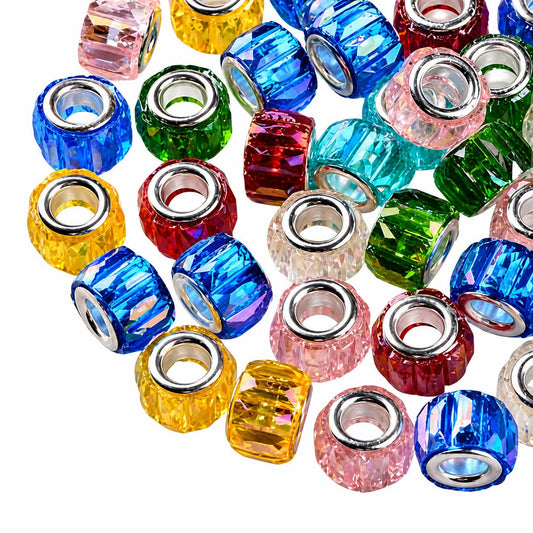 Mixed Colors Faceted Transparent Resin w/Silver Color Plated Brass Cores (25 Pack) 280-
