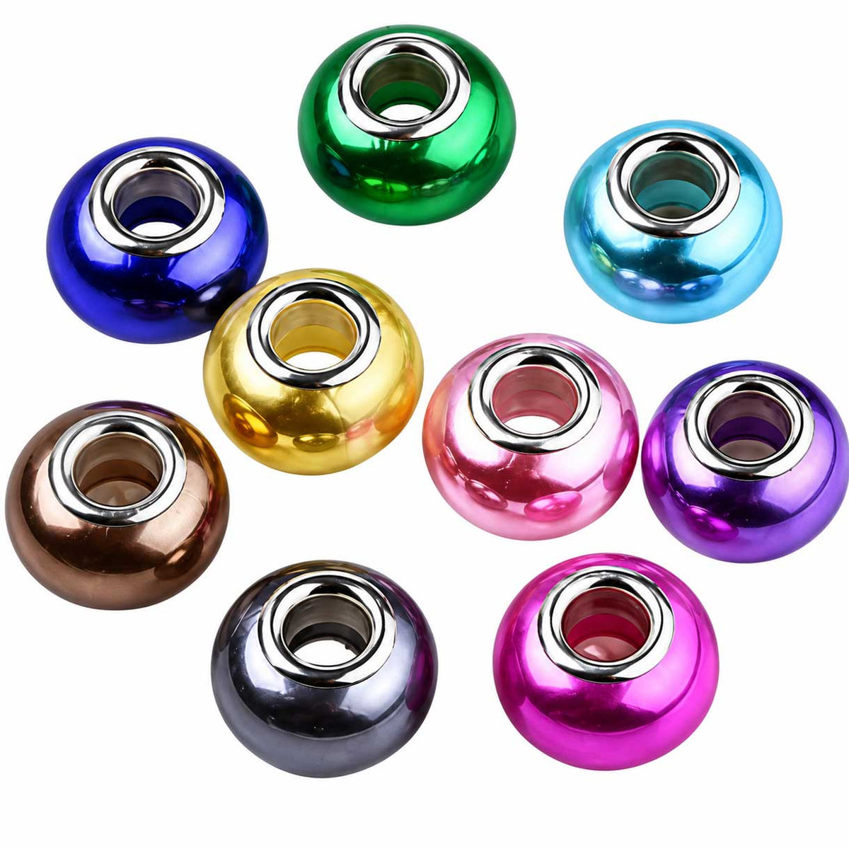 Mixed Colors Imitation Pearl Style Resin Bead/Charms w/Silver Tone Brass Cores (25 Pack) 280-
