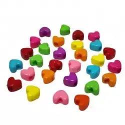 Multi-Color Acrylic Heart Bead (25 Pack)  China