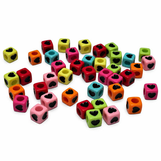 Multi-Color Acrylic Cube Bead (50 Pack) China