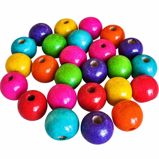 Multi-Color Wood Bead (20 pack) China