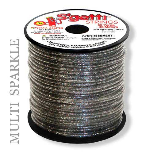 Multi Sparkle S'getti String Round Hollow Plastic Lacing Spool 50yd (45m)