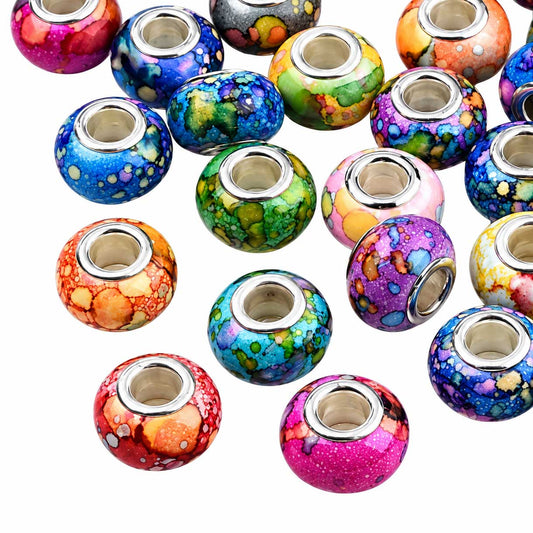 Multi Tone Resin Bead/Charms w/Silver Tone Brass Cores (25 Pack) 280-