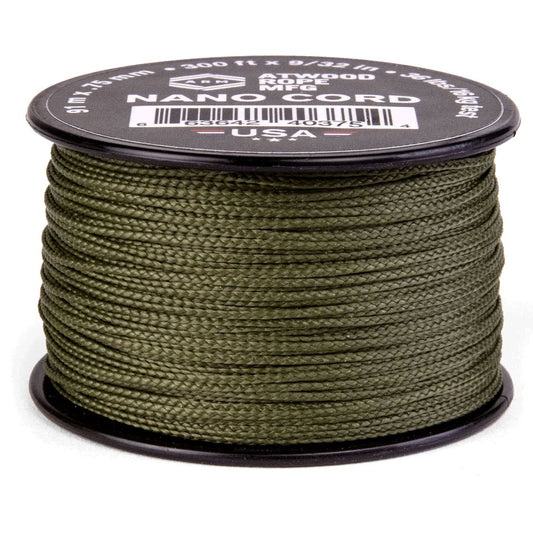 0.75 mm (1/32") Nano Cord Olive Drab (OD) Polyester Made in the USA (300 ft)