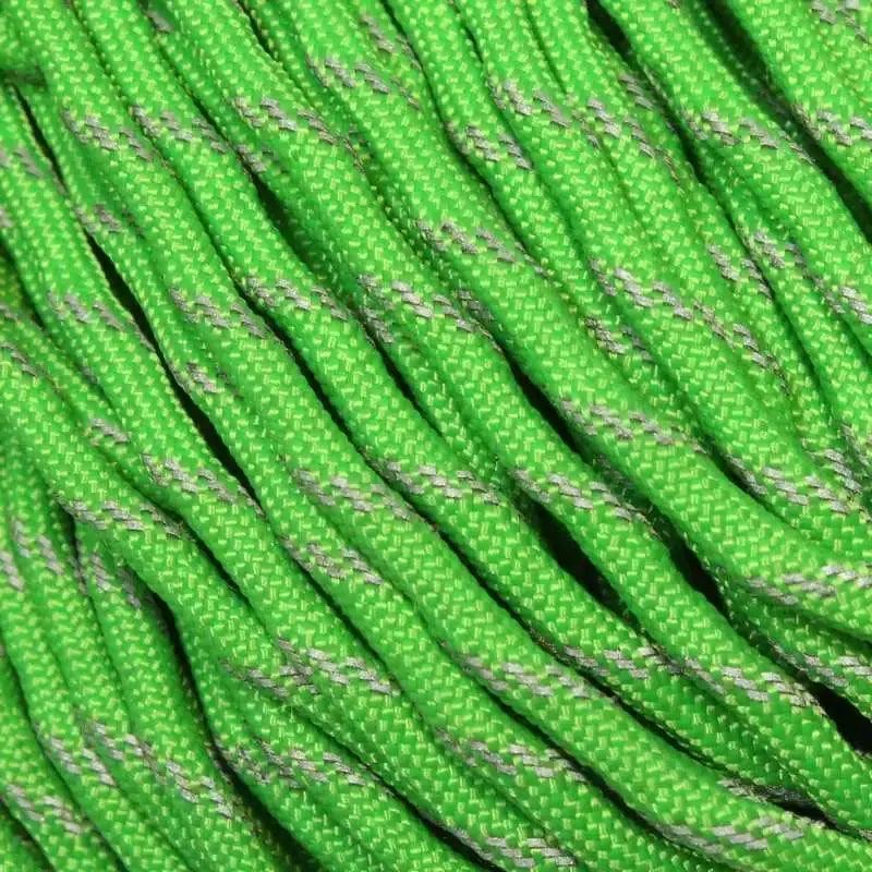Neon Green with 3 Reflective Tracers 550 Paracord Made in the USA  163- nylon/nylon paracord