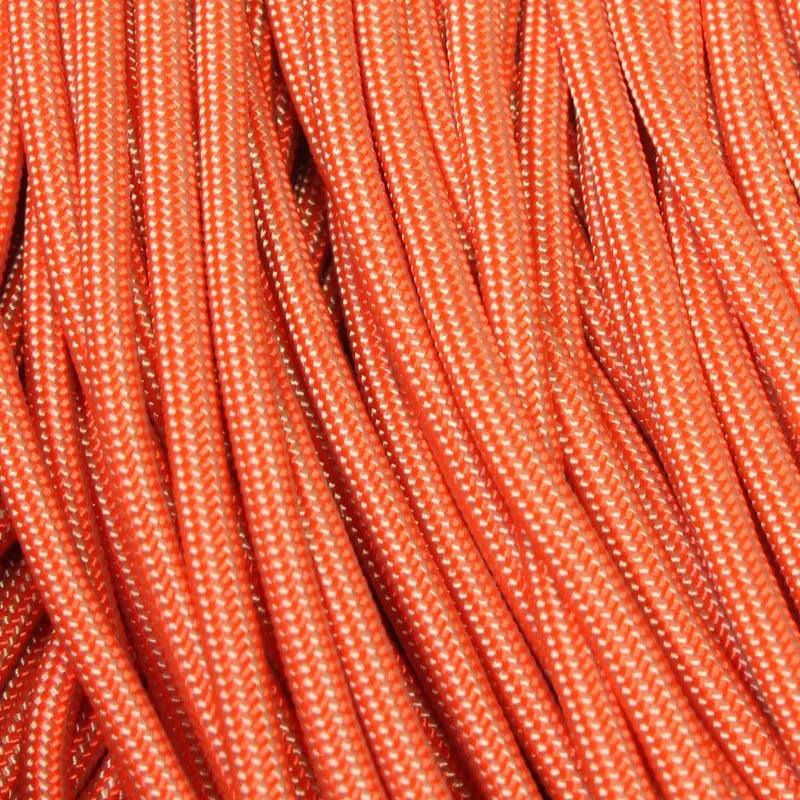Neon Orange and Silver Grey Stripes 550 Paracord Made in the USA (100 FT.)  163- nylon/nylon paracord