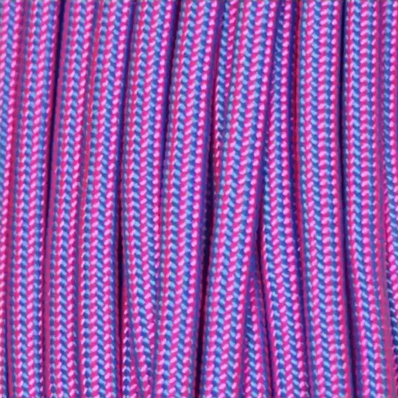 Neon Pink and Colonial Blue Stripes 550 Paracord Made in the USA (100 FT.)  163- nylon/nylon paracord
