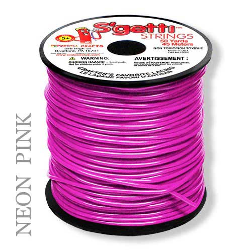 Neon Pink S'getti String Round Hollow Plastic Lacing Spool 50yd (45m)