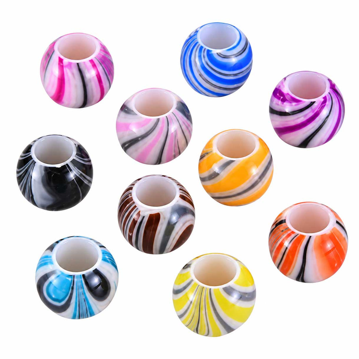 Opaque Acrylic Colorful Round Bead/Charm El Wood Braiding Co