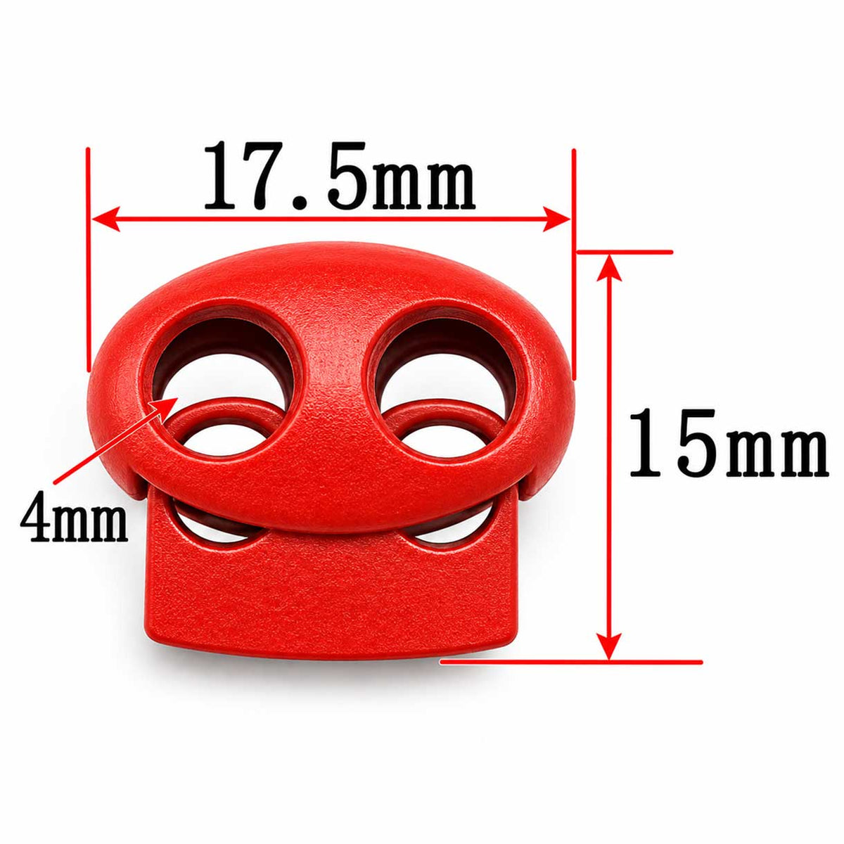 Orange Red Zinc Alloy Oval Two Hole Cord Lock/Stop (5 Pack) paracordwholesale