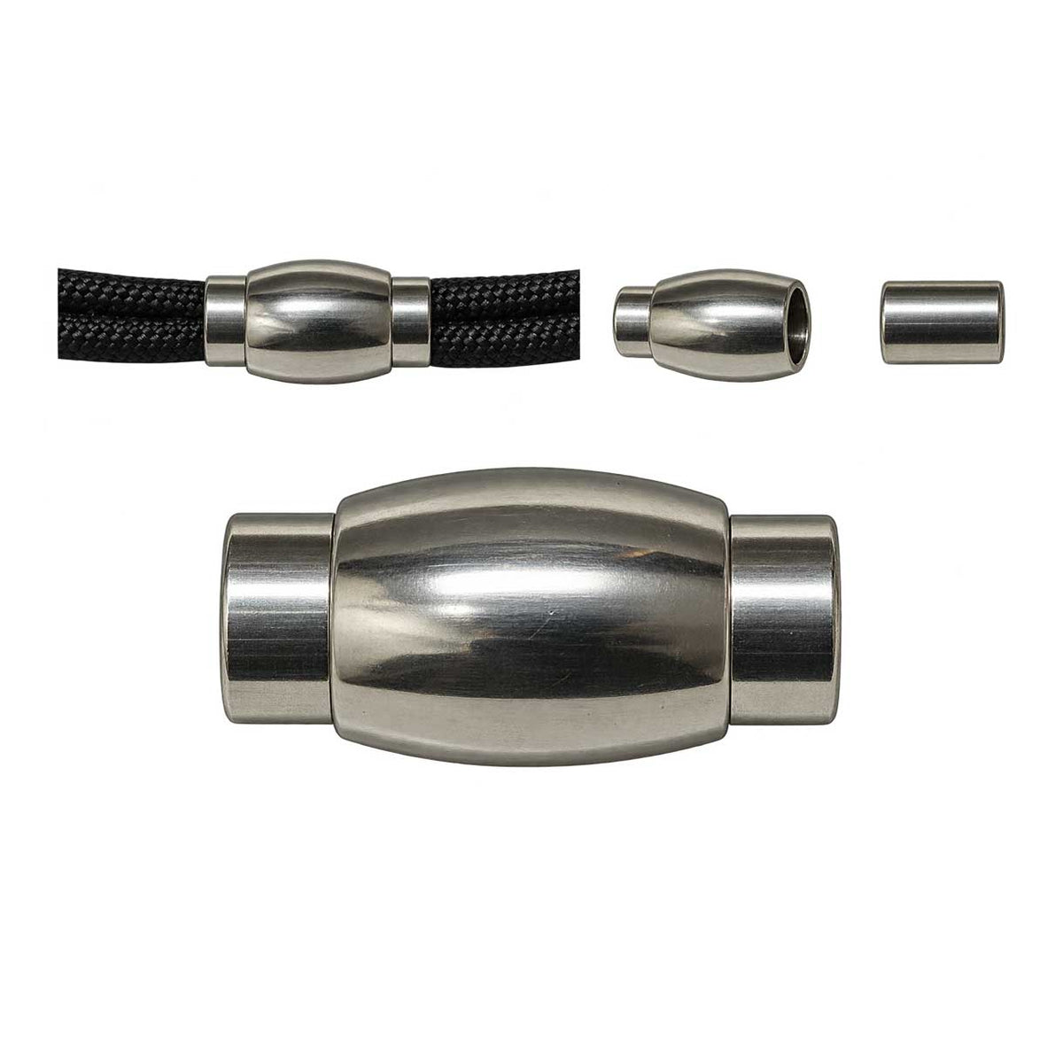 Oval Magnetic Clasps 304 Stainless Steel Glue In Ends