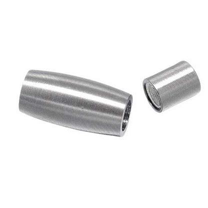 Oval/Tube Matte Silver Magnetic Clasps 304 S.S. Glue In Ends (1 Pack) 5mm