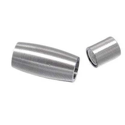 Oval/Tube Matte Silver Magnetic Clasps 304 S.S. Glue In Ends (1 Pack) 6mm