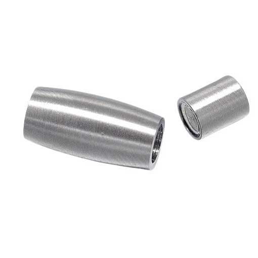 Oval/Tube Matte Silver Magnetic Clasps 304 S.S. Glue In Ends (1 Pack) 6mm