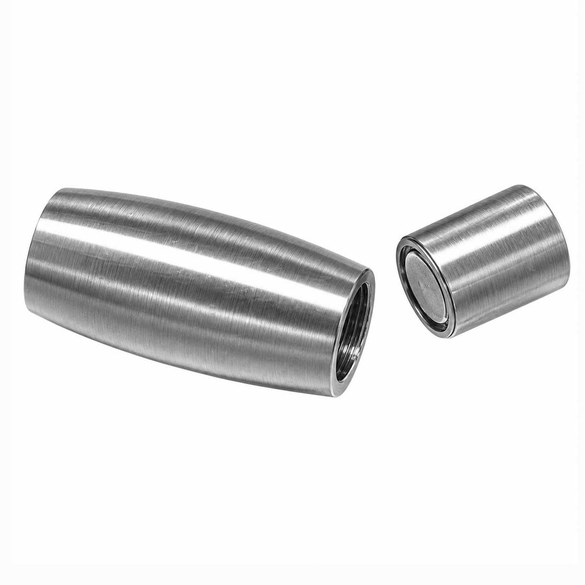 Oval/Tube Matte Silver Magnetic Clasps 304 SS Glue In Ends 6 mm (2 Pack) 280-