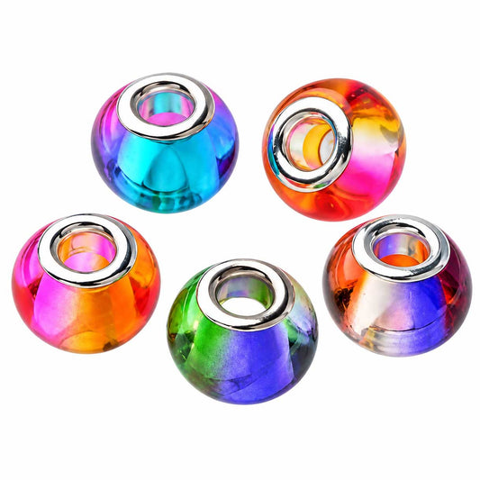 Painted Two Tone Glass Beads Mixed Colors (25 Pack) 280-