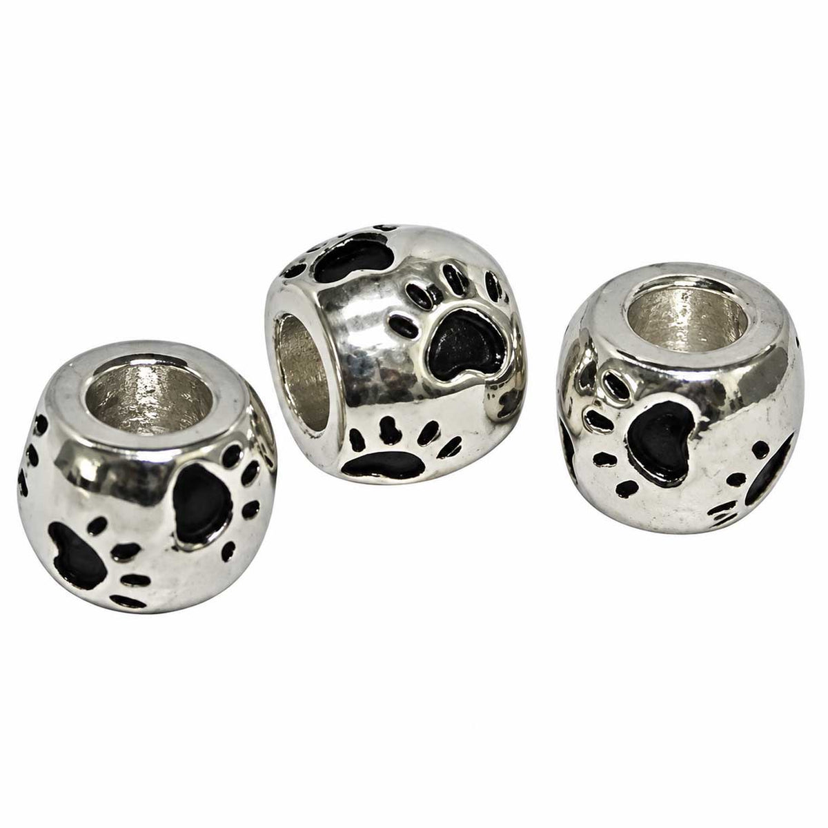Paw Print Barrel Bead (5 Pack) China