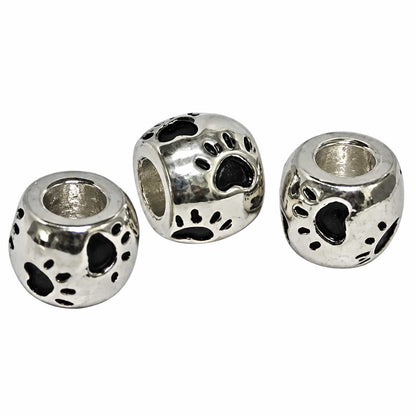 Paw Print Barrel Bead (5 Pack) China