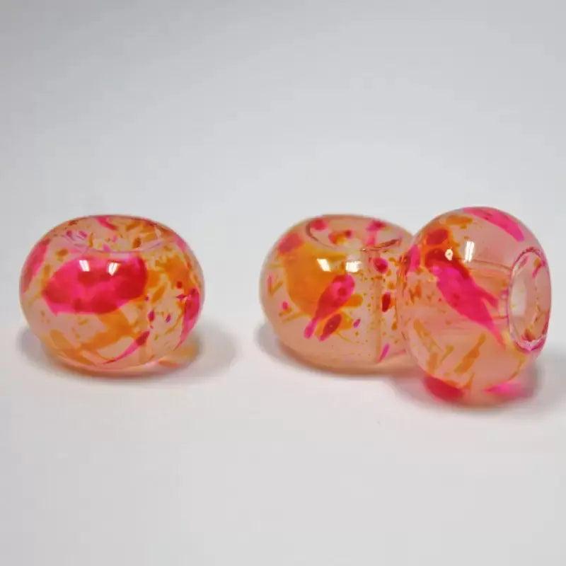 Pink and Orange Painted Bead (25 Pack)  China