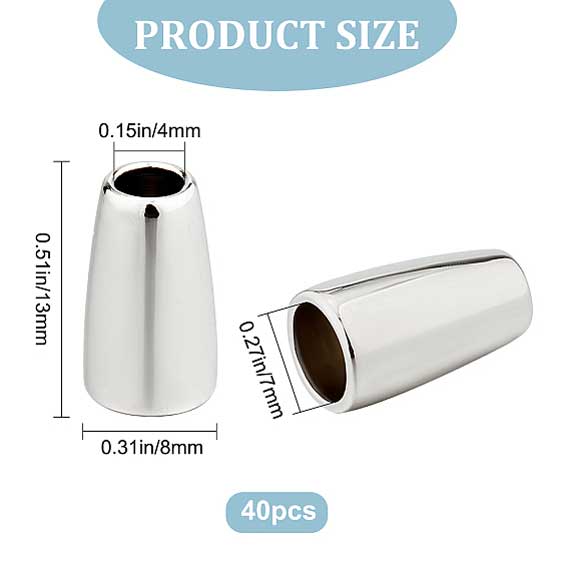 Platinum Alloy Cord Ends/Caps (10 Pack)