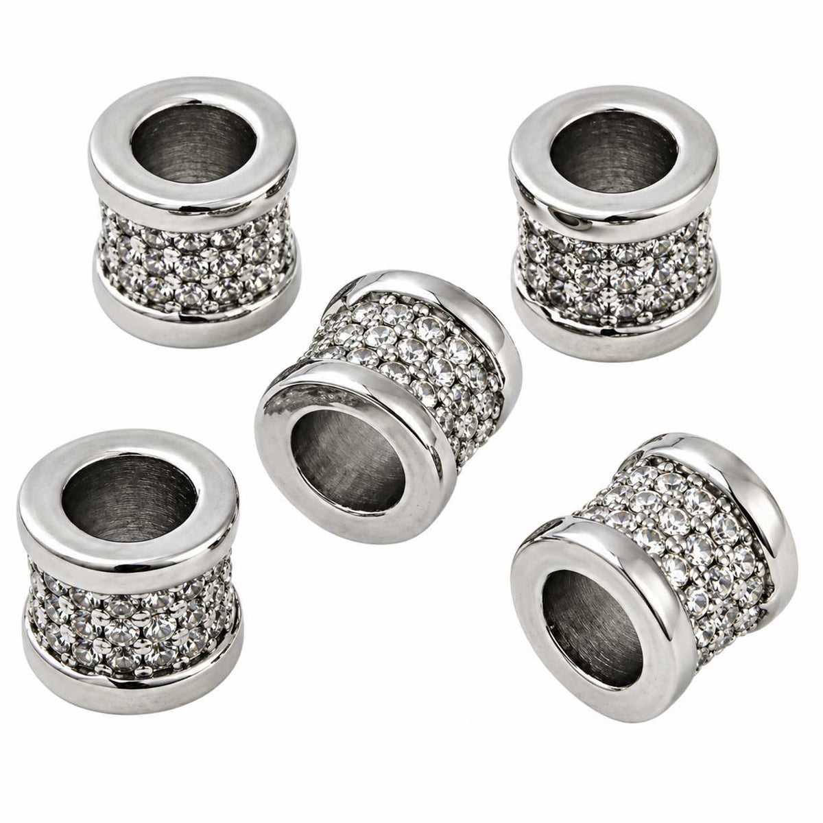 Rack Plating Brass Micro Pave Clear Cubic Zirconia Bead/Charm (2 Pack) 280-