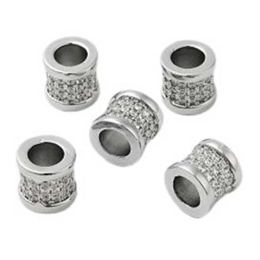 Rack Plating Brass Micro Pave Clear Cubic Zirconia Bead/Charm (2 pack)