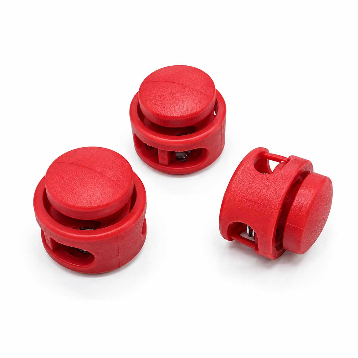 Red Nylon Round Double Hole Cord Lock/Stop (10 Pack) paracordwholesale