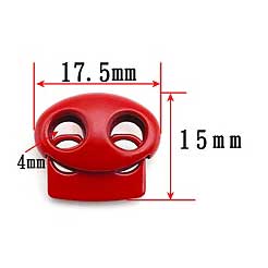 Red Plastic Oval Two Hole Cord Lock/Stop (5 Pack) paracordwholesale