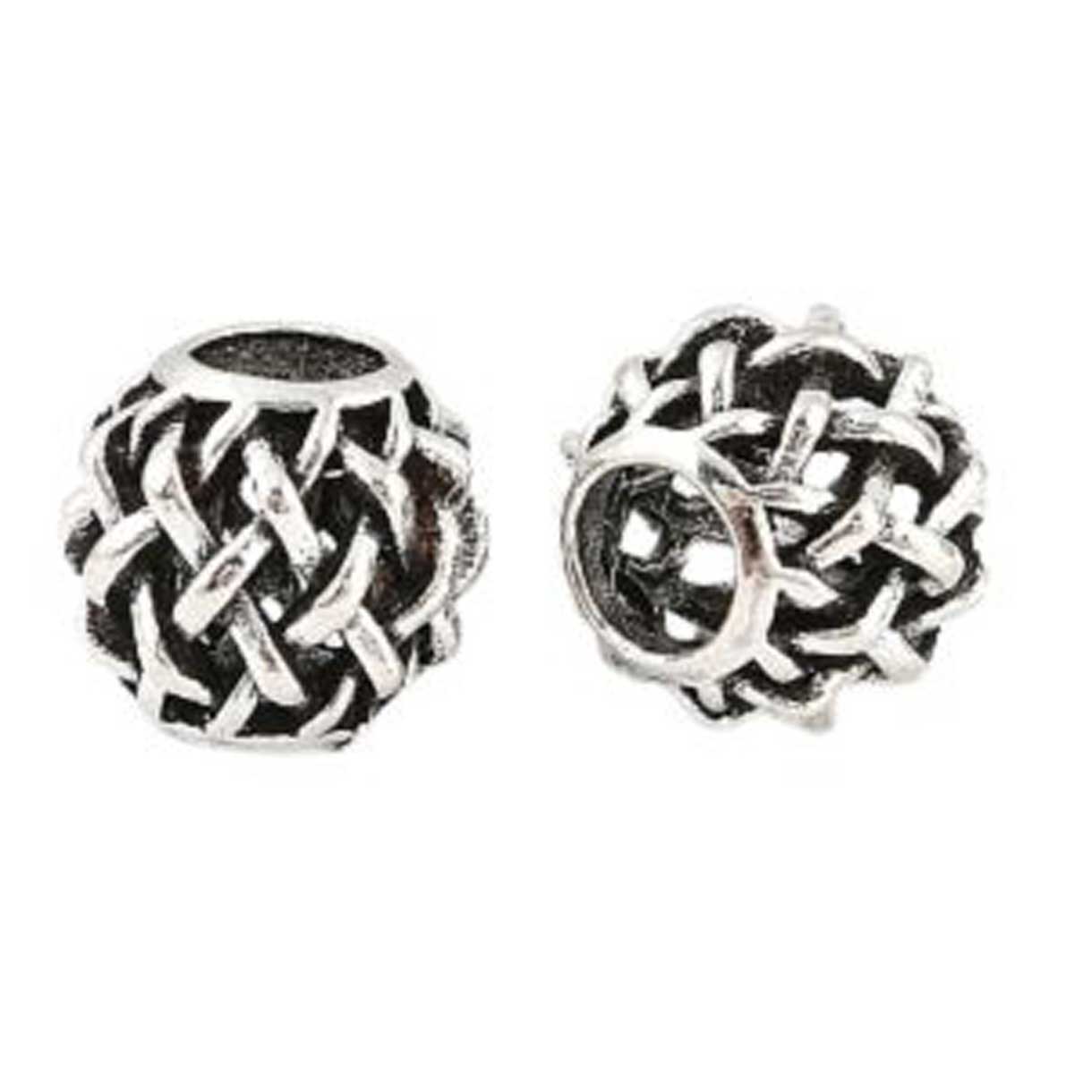 Round Hollow Weave Metal Beads (5 Pack) Alloy