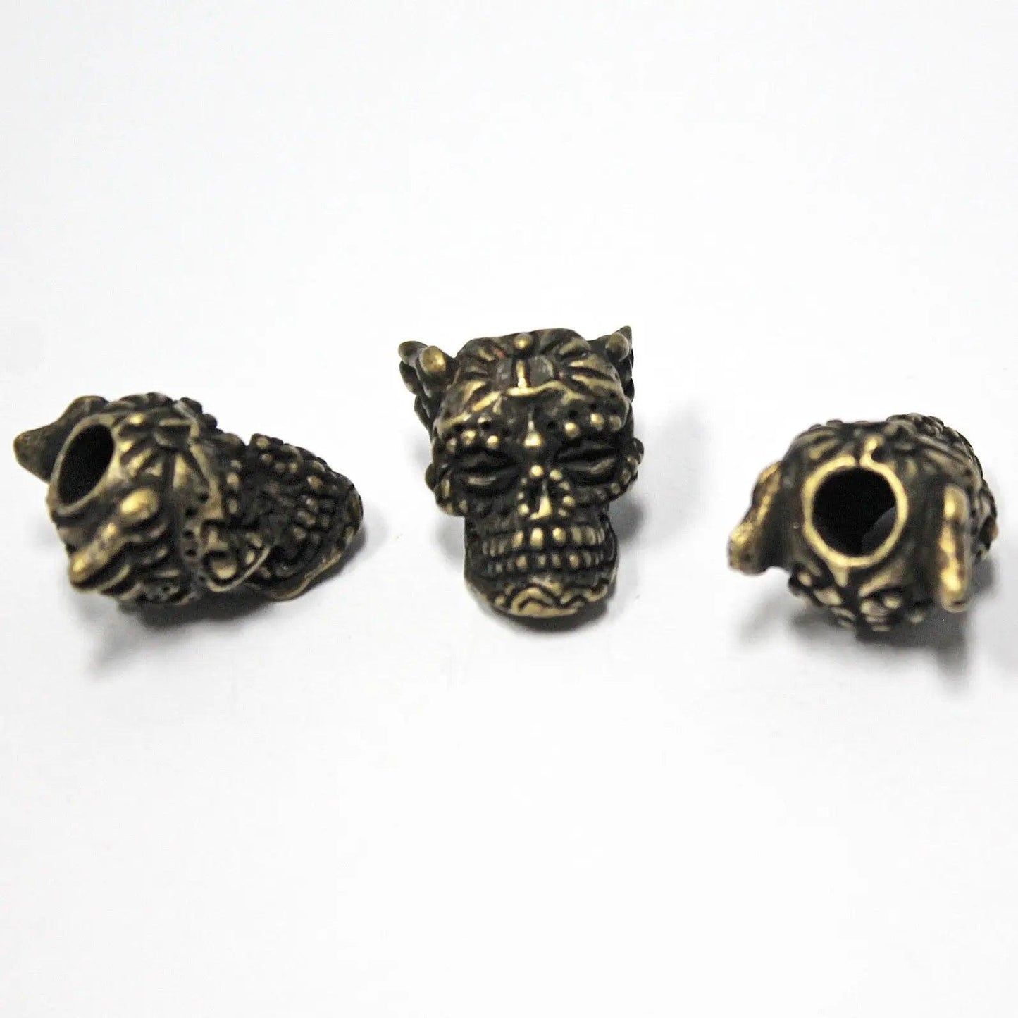 Schmuckatelli Roman Brass Plated Oxidized Aquilo Sugar Skull Bead USA Made (1 Pack)  paracordwholesale