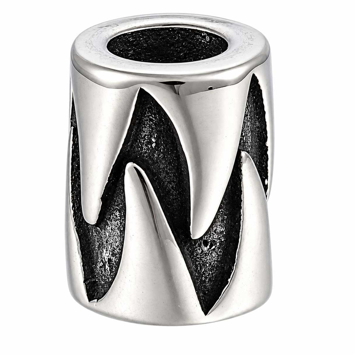 Shark Tooth Metal Barrel Beads 304 Stainless Steel (2 Pack) 280-