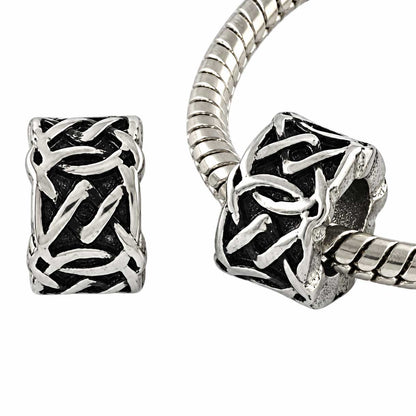 Silver/Black Loop and Slash Metal Barrel Beads (2 Pack) 280-