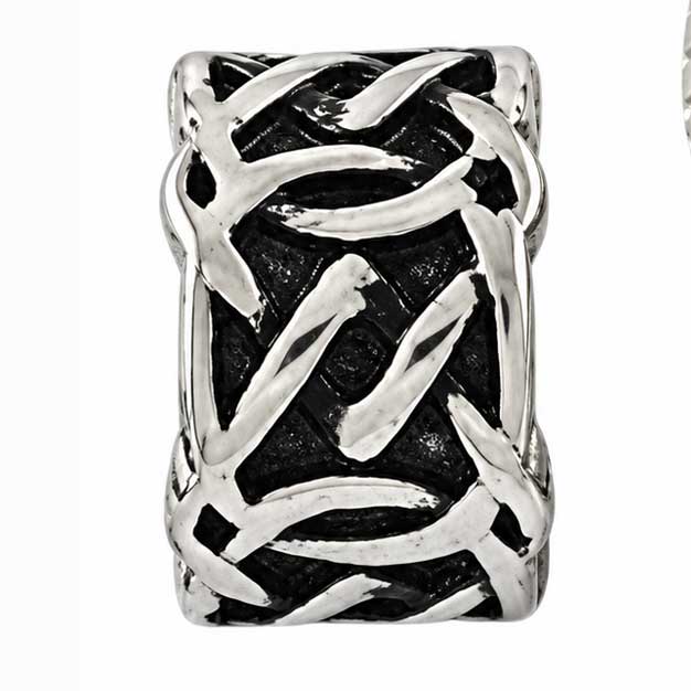 Silver/Black Loop and Slash Metal Barrel Beads (2 Pack) 280-