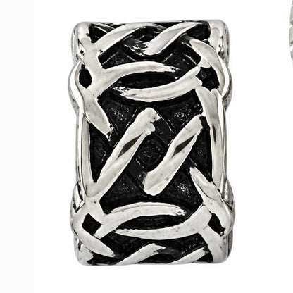 Silver/Black Loop and Slash Metal Barrel Beads (2 Pack) 280-