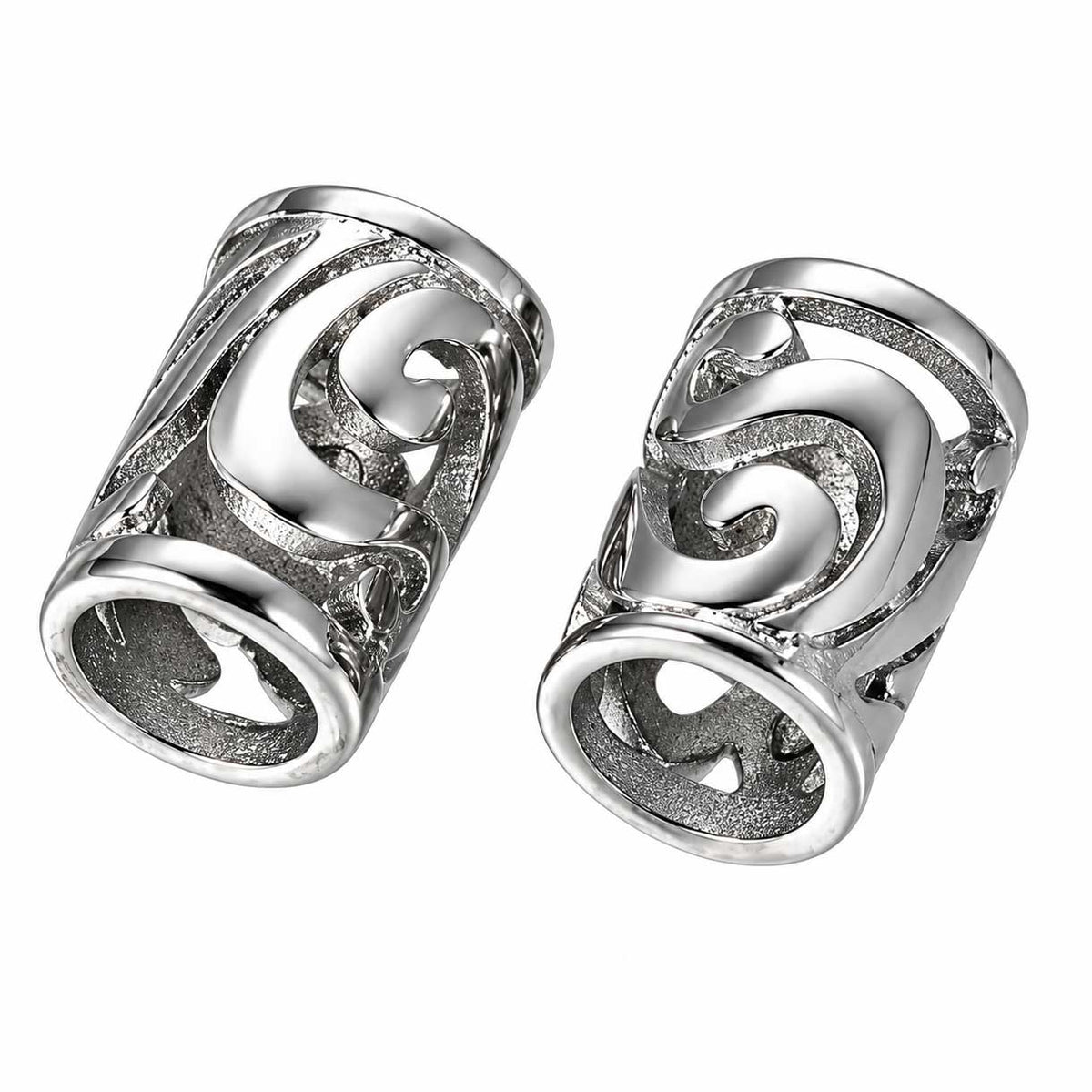 Silver Cut Out Tube Metal Beads 304 Stainless Steel (2 Pack) 280-