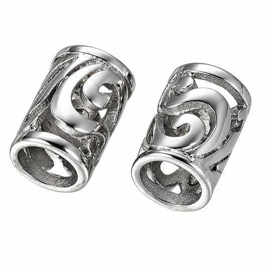 Silver Cut Out Tube Metal Beads 304 Stainless Steel (2 Pack) 280-