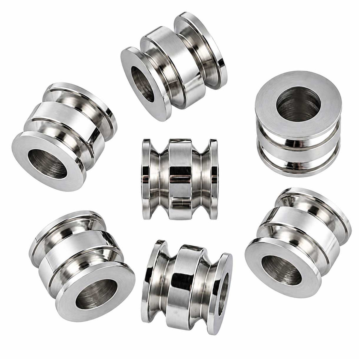 Silver Grooved Column Metal Beads 316 Surgical Stainless El Wood Braiding Co