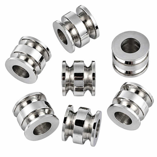 Silver Grooved Column Metal Beads 316 Surgical Stainless El Wood Braiding Co