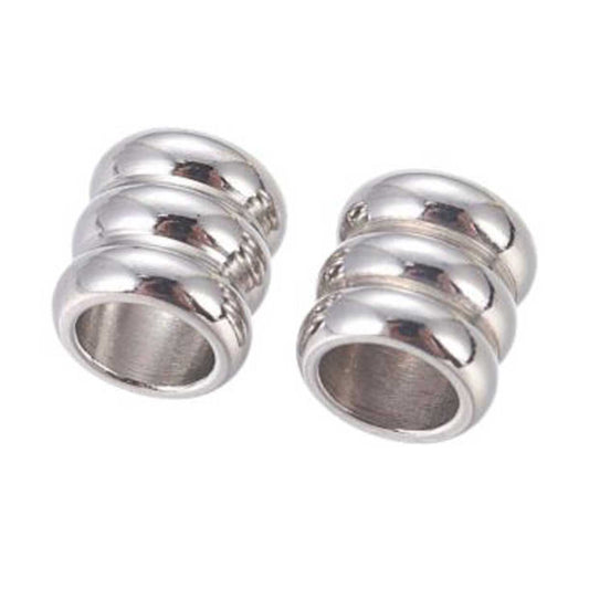 Silver Ringed Metal Beads (10 Pack) 201 Stainless Steel